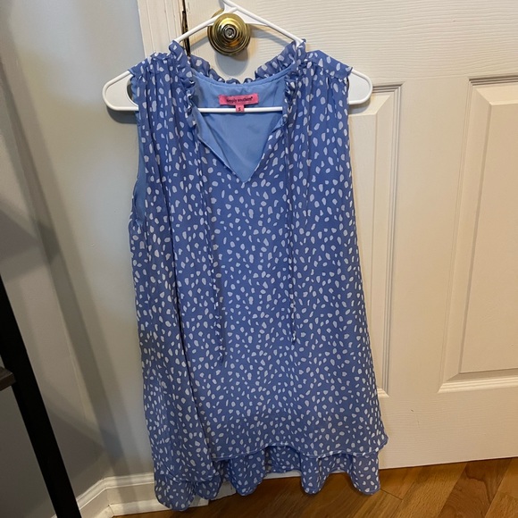 Simply Southern Blue Sleeveless Spotted Dress, Small - Picture 2 of 6